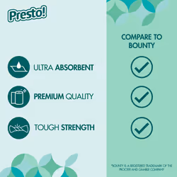 Amazon Brand - Presto! Flex-a-Size Paper Towels, 158 Sheet Huge roll, 6 Rolls, Equivalent to 19 Regular Rolls, White