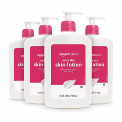 Amazon Basics Body Lotion for ExtraDry Skin with Vitamins B5 E Clean Scent 16 fl oz Pack of 4 Previously Solimo