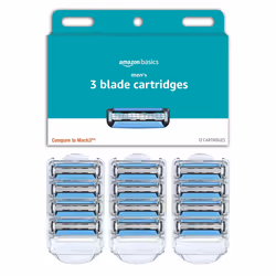 Amazon Basics 3Blade Razor Refills for Men with Dual Lubrication 12 Cartridges Fits Amazon Basics Razor Handles only Previous ...