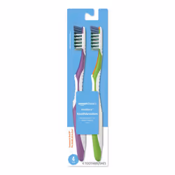 Amazon Basics MultiPro Toothbrushes with Angled Bristles  Soft  4 Count  Pack of 1