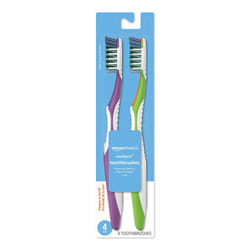Amazon Basics MultiPro Toothbrushes with Angled Bristles  Soft  4 Count  Pack of 1