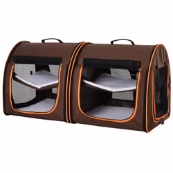 Pawhut 39?Soft-Sided Portable Dual Compartment Pet Carrier - Brown