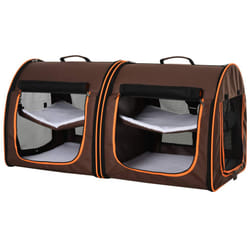 Pawhut 39?Soft-Sided Portable Dual Compartment Pet Carrier - Brown