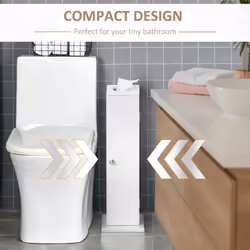 HOMCOM Toilet Paper Cabinet  Small Bathroom Corner Floor Cabinet with Doors and Shelves  Thin Storage Bathroom Organizer for Paper Shampoo  White