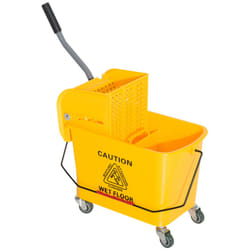 HOMCOM Mop Bucket with Wringer on Wheels for Floor Cleaning  21 Quart  Separate Dirty and Clean Water  Yellow