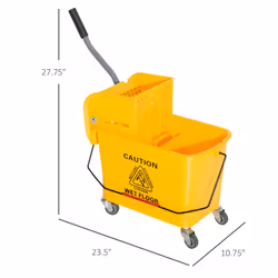 HOMCOM Mop Bucket with Wringer on Wheels for Floor Cleaning  21 Quart  Separate Dirty and Clean Water  Yellow