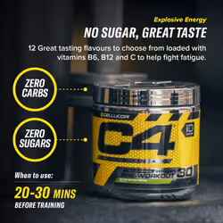 C4 Original Beta Alanine Sports Nutrition Bulk Pre Workout Powder for Men & Women | Best Pre-Workout Energy Drink Supplements | Creatine Monohydrate |