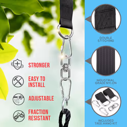 SereneLife Saucer Swing with Hang Kit  Outdoor Tree Swing with Swivel Spinner for Kids (Black)