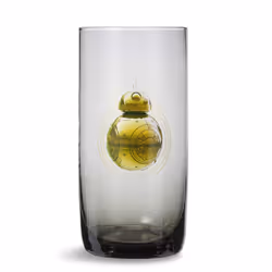 Collectible Star Wars Glassware - 20-Ounce Black Glass Tumbler for Water  Tea  Coffee  or Beer - Features BB-8 Logo Design fr ...