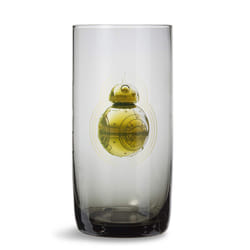 Collectible Star Wars Glassware - 20-Ounce Black Glass Tumbler for Water  Tea  Coffee  or Beer - Features BB-8 Logo Design from The Force Awakens - Li