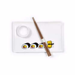 Underground Toys Gudetama Stoneware Sushi Set With Plate Wasabi Dish & Chopsticks Cute Sanrio Lazy Egg Design Fun Japanese ...
