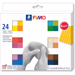 STAEDTLER 8023 C24-1 FIMO Soft Oven Hardening Modelling Clay 24 x 25 g Half Blocks - Assorted Colours