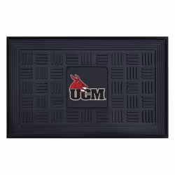 FANMATS 17098 Central Missouri Mules Heavy Duty Vinyl Medallion Outdoor Door Mat - 19.5in. x 31in.