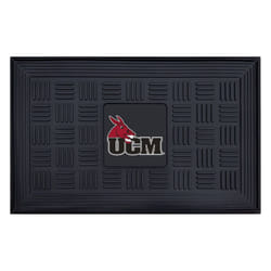 FANMATS 17098 Central Missouri Mules Heavy Duty Vinyl Medallion Outdoor Door Mat - 19.5in. x 31in.