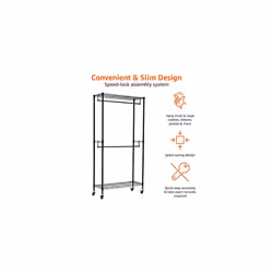 Double Rod Garment Rack Clothes Rail with HeightAdjustable Shelves 181kg Max Weight Black