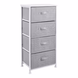 Fabric 4-Drawer Storage Organiser Unit with Durable Steel Frame and Removable Drawers, White