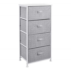Fabric 4-Drawer Storage Organiser Unit with Durable Steel Frame and Removable Drawers, White