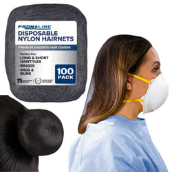 FRONTLINE Hair Nets 100 Pack 24 Inch Premium Nylon Mesh Hair Cover for Food Service Workers Disposable Hair Cap for Women and Men Invisible Elastic Ha