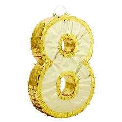 Juvale Gold Foil Number 8 Pinata for 8th Birthday Party Decorations  Centerpieces  Anniversary Celebrations (Small  17 x 11 x 3 in)