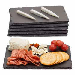 Juvale 6 Pack Mini Slate Charcuterie Boards for Individual Platter and Cheese Stone Plates with Chalk for Signs (6x9 in)