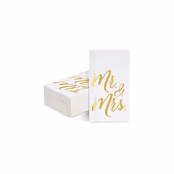 50 Pack Mr and Mrs Napkins, Disposable Wedding Dinner Napkins Serviettes for Reception, Rehearsal Dinner Party Decorations (G ...