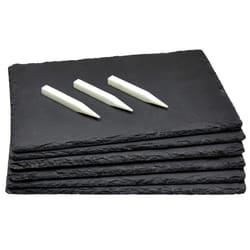 Juvale Set of 6 Black Slate Charcuterie Boards with Chalk  Individual Stone Plates for Cheese  Meat  Appetizers (8 x 12 In)