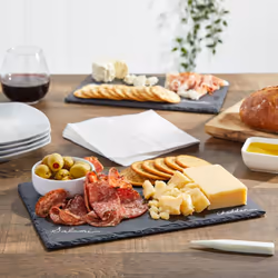 Juvale Set of 6 Black Slate Charcuterie Boards with Chalk  Individual Stone Plates for Cheese  Meat  Appetizers (8 x 12 In)