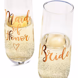Juvale Rose gold Stemless champagne glasses for Bride and Maid of Honor, 98 oz Wedding Flutes gift Set (2 Pieces)