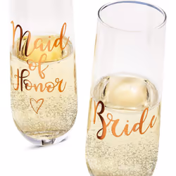 Juvale Rose gold Stemless champagne glasses for Bride and Maid of Honor, 98 oz Wedding Flutes gift Set (2 Pieces)