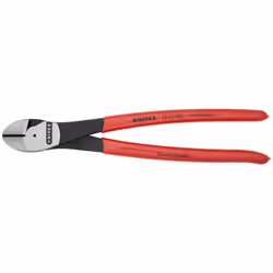 KNIPEX Tools - High Leverage Diagonal Cutters  12 Degree Angled (7421250SBA)  Red  10 inches