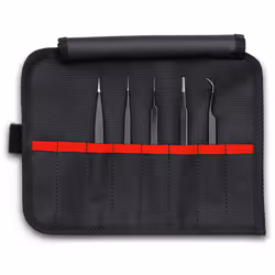 Knipex  5 Pc Stainless Steel Tweezers Set in Tool Roll  ESD 920001ESD