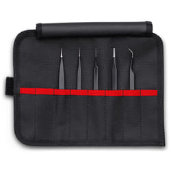 Knipex  5 Pc Stainless Steel Tweezers Set in Tool Roll  ESD 920001ESD