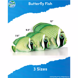 Real Planet Sea Life Plush - Soft Stuffed Animal Gift for Kids All Ages, Sea Ocean Fishing Plushie, Christmas Birthday Gifts (Green Butterfly Fish, 13