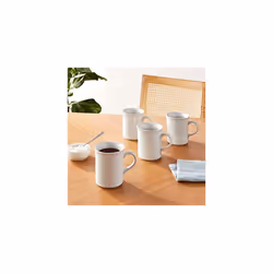 Le Creuset Stoneware Set of 4 Mugs  14 oz. each  White