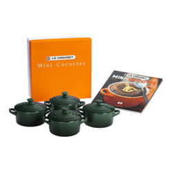 Le Creuset Stoneware Set of 4 Mini Cocottes with Cookbook  8 oz. each  Artichaut
