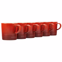 Le Creuset Stoneware Set of 6 London Mugs 12 oz. Each Cerise