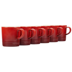 Le Creuset Stoneware Set of 6 London Mugs  12 oz. Each  Cerise