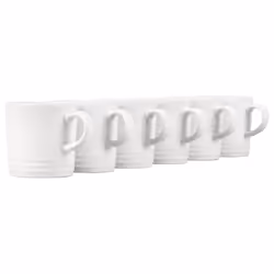 Le Creuset Stoneware Set of 6 London Mugs  12 oz. Each  White