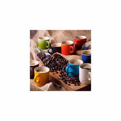 Le Creuset Stoneware Set of 6 London Mugs  12 oz. Each  White