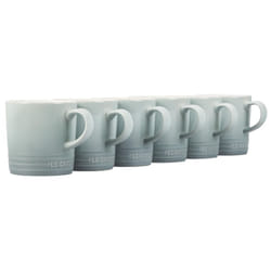 Le Creuset Stoneware Set of 6 London Mugs  12 oz. Each  Sea Salt