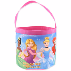 Disney Princess Girls Collapsible Nylon Gift Basket Bucket Tote Bag (One Size Pink)