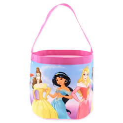 Disney Princess Girls Collapsible Nylon Gift Basket Bucket Tote Bag (One Size  Pink)