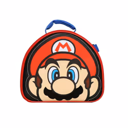 Nintendo Super Mario Bros. Backpack Set for Boys & Girls  Kids 16"""" School Bag with Front Zip Pocket  Red & Black