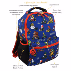 Nintendo Mario Kart Boys Girls Teen 16 Inch School Backpack (Blue  One Size)