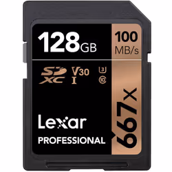 Lexar Professional 667X 128GB SDXC UHS-I/U3 Card (LSD128BNA667)