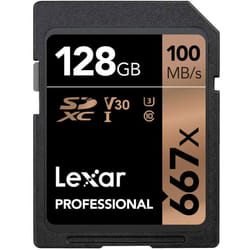Lexar Professional 667X 128GB SDXC UHS-I/U3 Card (LSD128BNA667)