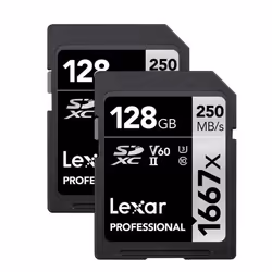 Lexar Professional 1667x 128gB (2-Pack) SDXc UHS-II cards Up To 250MBs Read for Professional Photographer Videographer Enthus ...