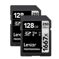 Lexar Professional 1667x 128gB (2-Pack) SDXc UHS-II cards Up To 250MBs Read for Professional Photographer Videographer Enthusiast (LSD128cBNA16672)