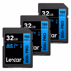 Lexar 32GB 3Pack HighPerformance 800x PRO SDHC UHSI Memory Card  C10  U1  V10  4K UHD Video  Up to 150MBs Read  for Point
