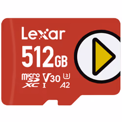Lexar PLAY microSDXC UHS-I Card, 512 GB, MicroSDXC, Class 10, UHS-I, 150 MB/s, Class 3 (U3)